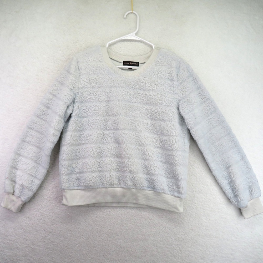 Almost Famous Sweater Womens Medium Fuzzy Sherpa Pullover Cozy Soft Top